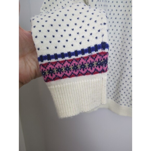 Talbot's Women's Cream Fair Isle Button Cardigan Grandmacore Nylon & Wool SZ L - Picture 4 of 13